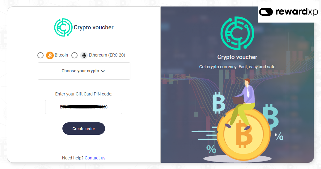 Crypto Voucher order creation