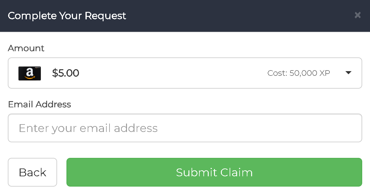 Amazon redemption form