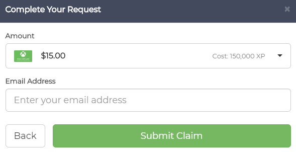 Xbox redemption form